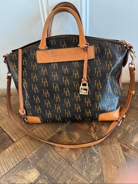 Dooney & Bourke Brown & Tan Signature Monogram Satchel